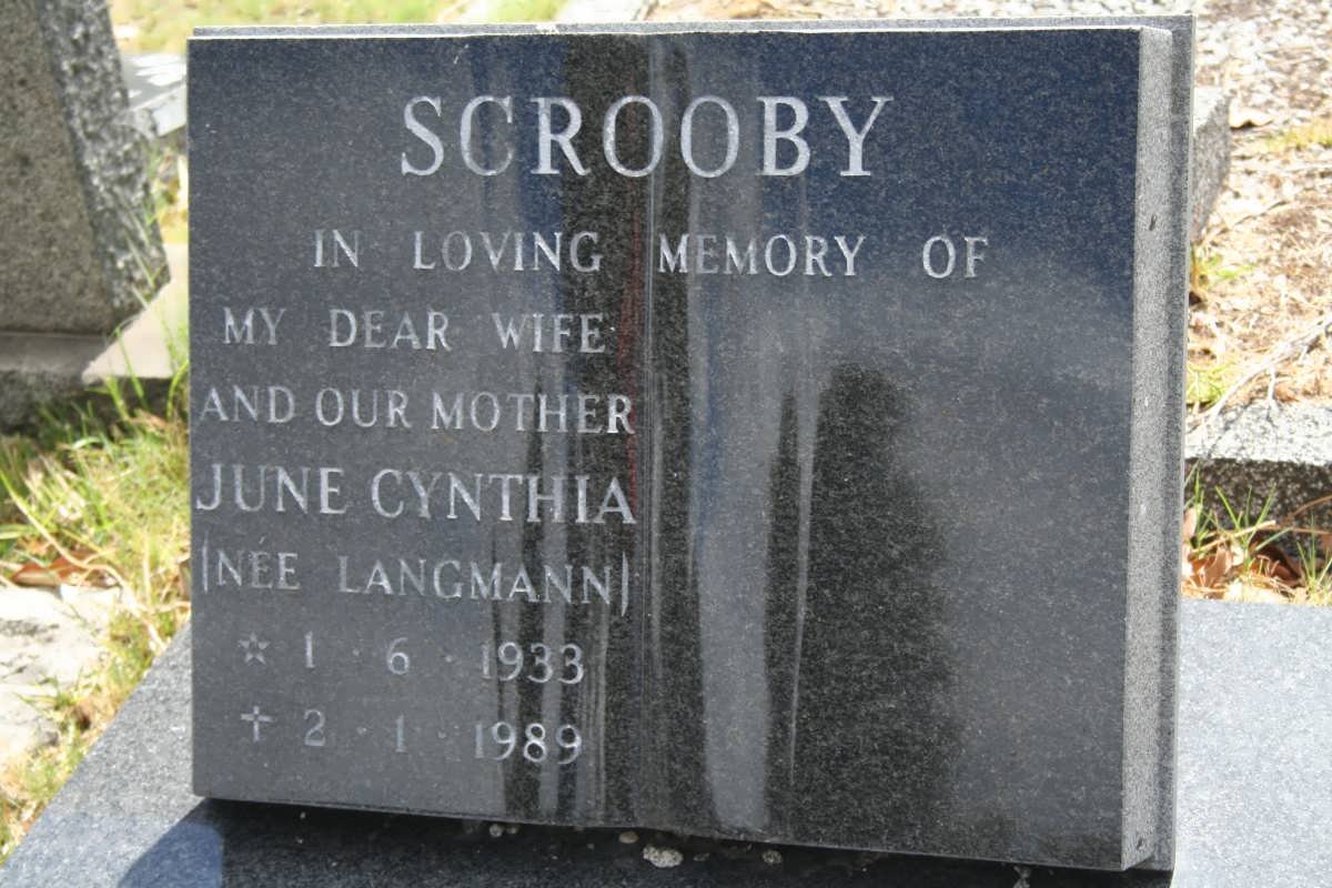 SCROOBY  June Cynthia nee LANGMANN 1933-1989