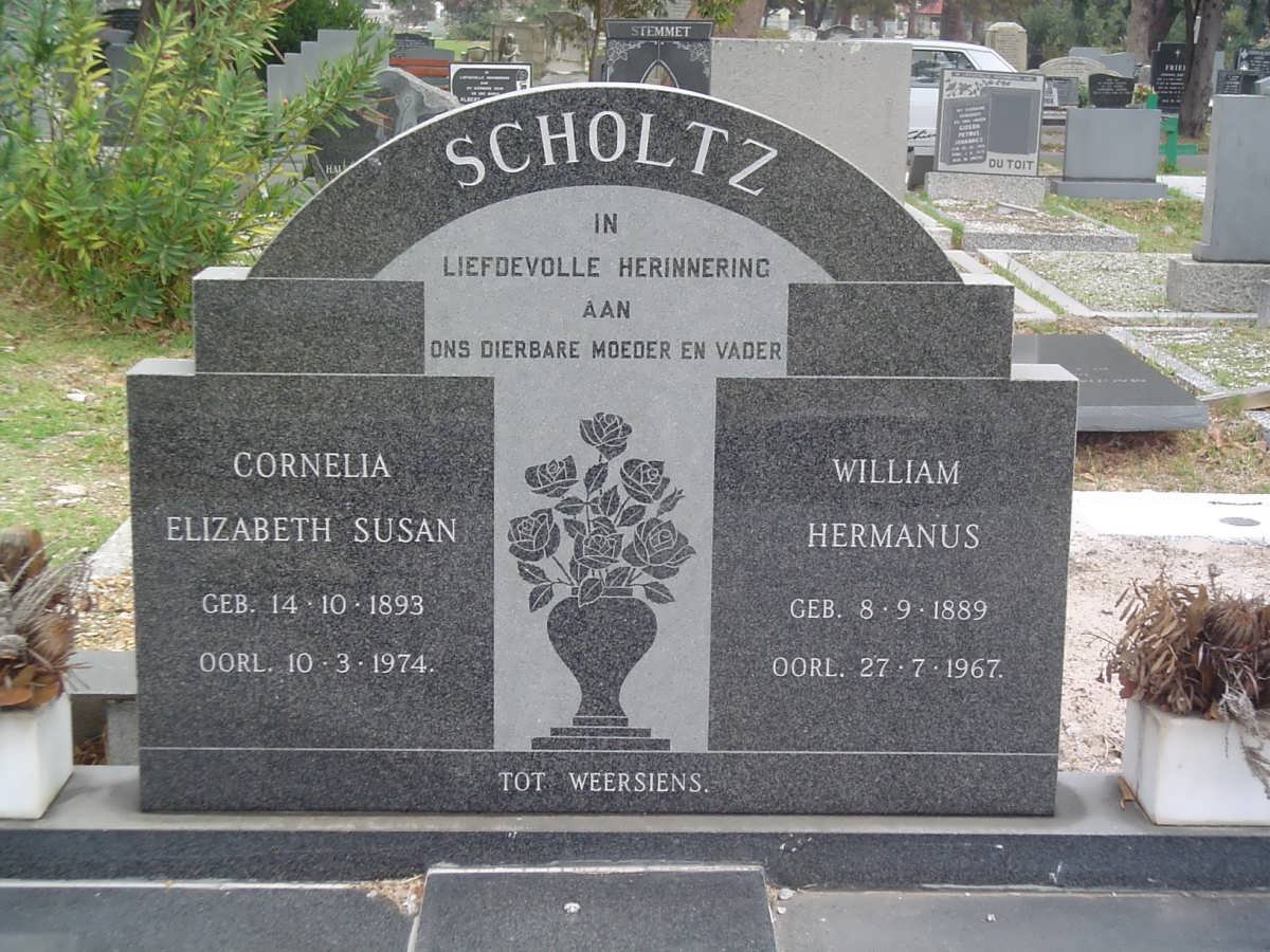 SCHOLTZ William Hermanus 1889-1967 &amp; Cornelia Elizabeth Susan 1893-1974