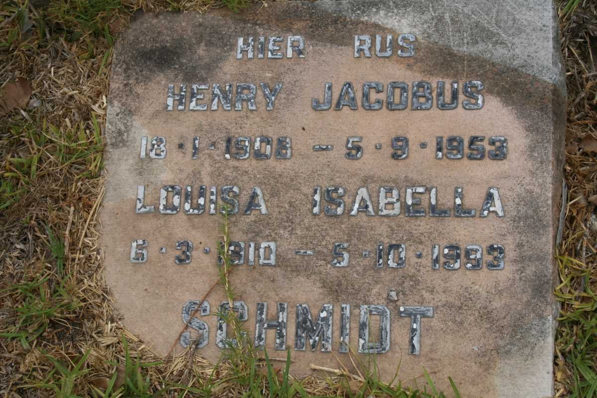 SCHMIDT Henry Jacobus 1908-1953 &amp; Louisa Isabella 1910-1993