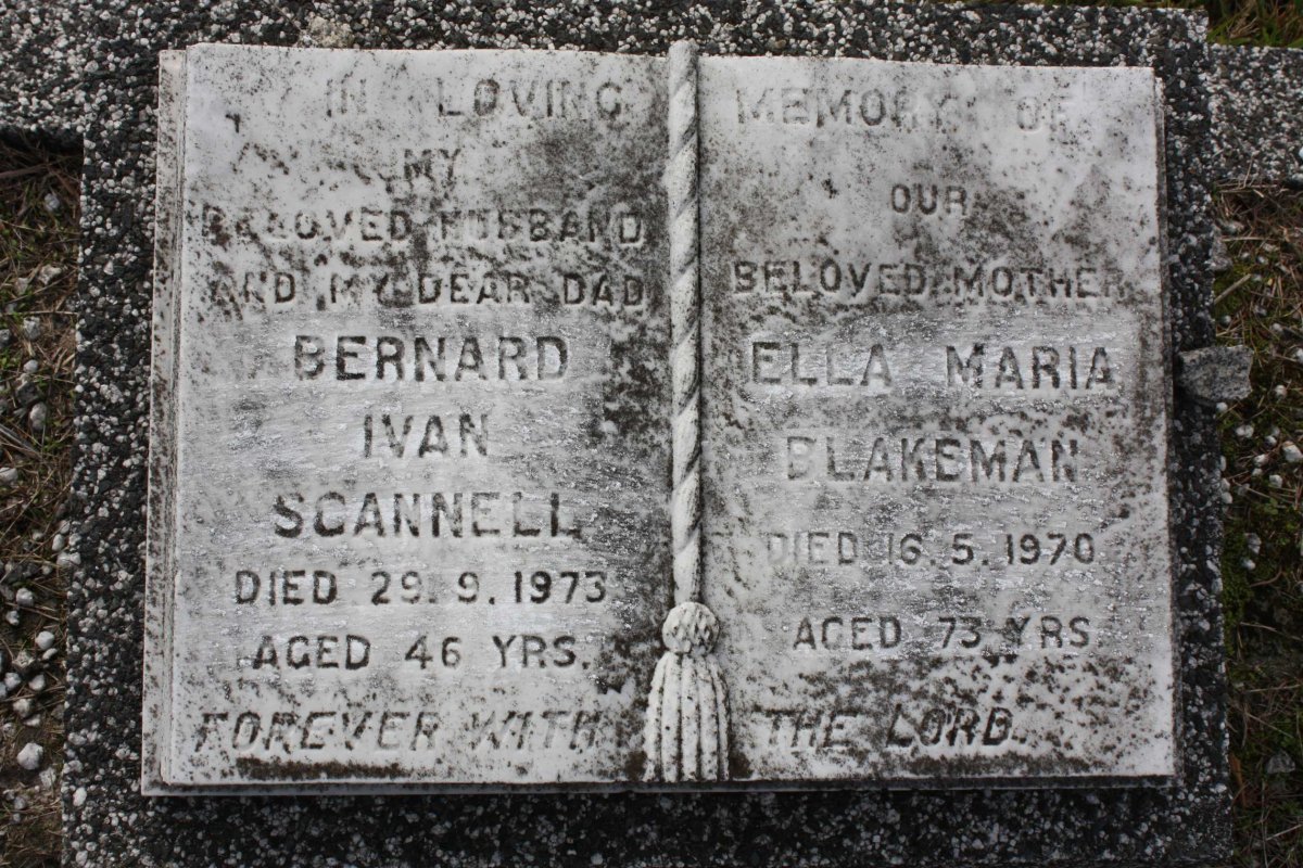 SCANNELL Bernard Ivan -1973 &amp; Ella Maria BLAKEMAN -1970