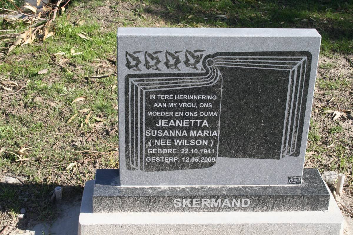 SKERMAND Jeanetta Susanna Maria nee WILSON 1941-2009