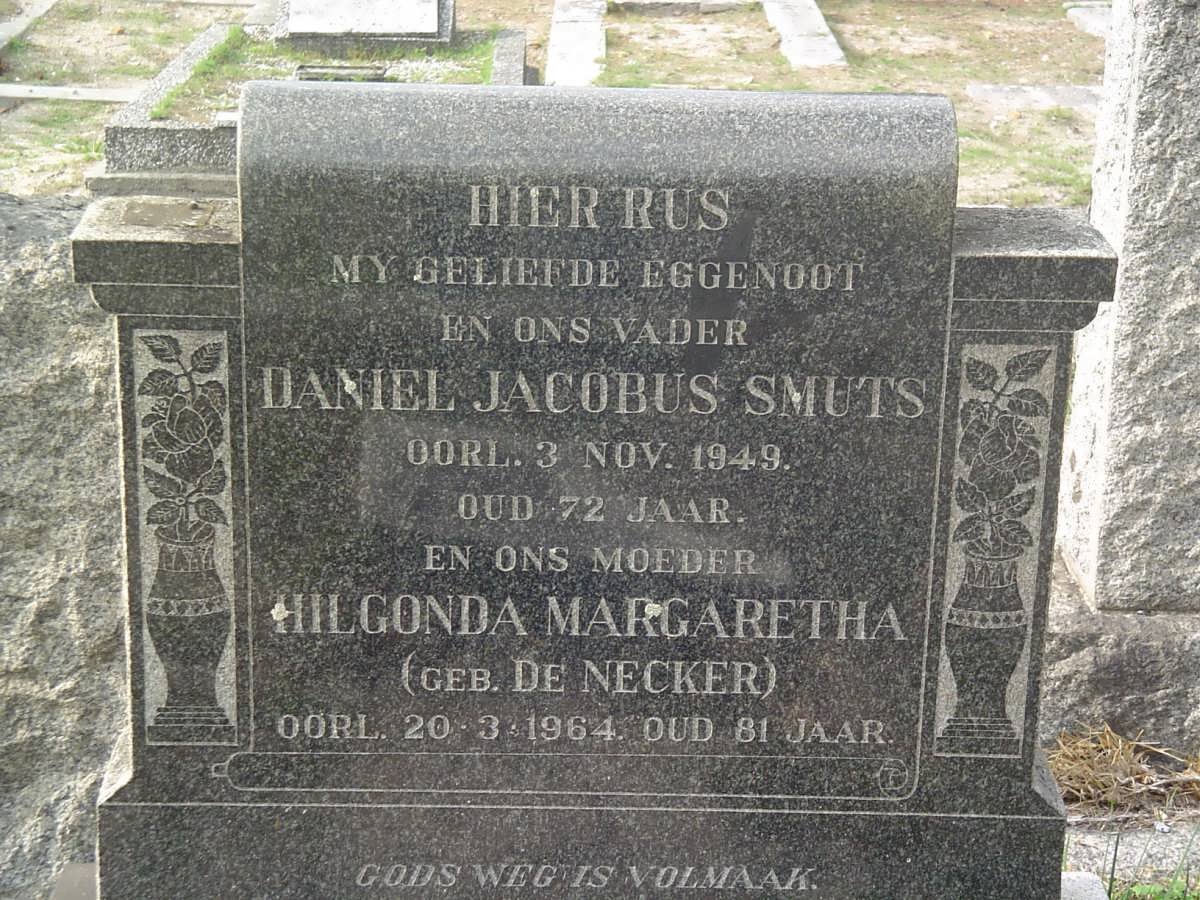 SMUTS Daniel Jacobus -1949 &amp; Hilgonda Margaretha de NECKER -1964