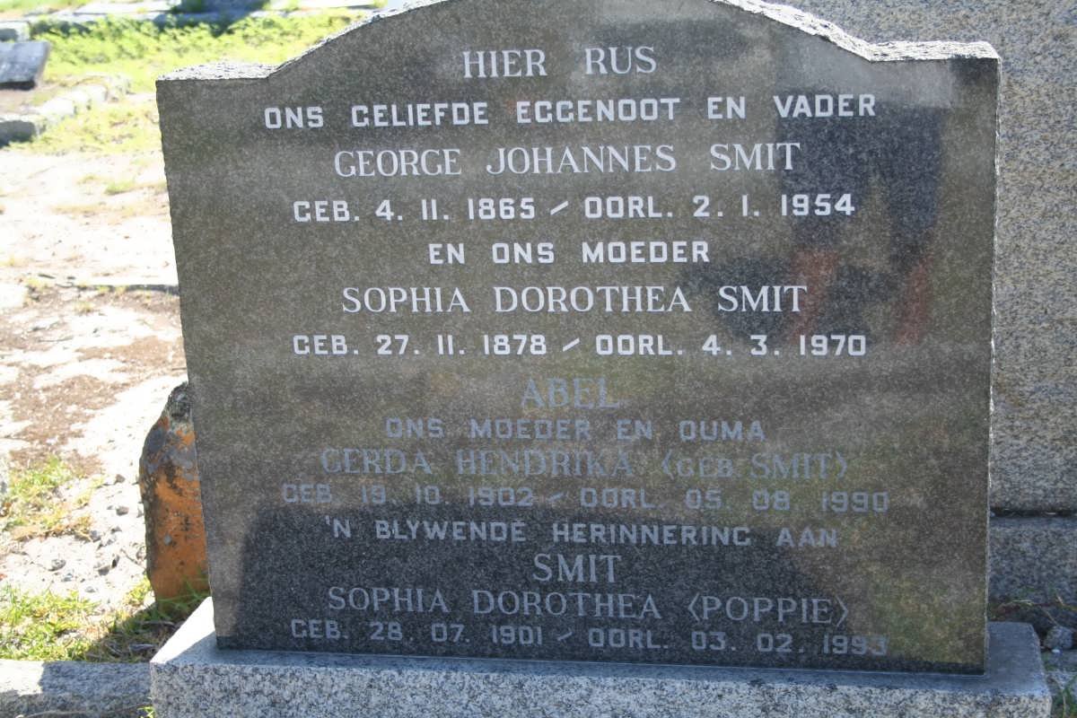 SMIT George Johannes 1865-1954 &amp; Sophia Dorothea 1878-1970
