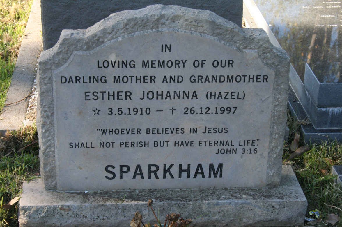 SPARKHAM Esther Johanna 1910-1997
