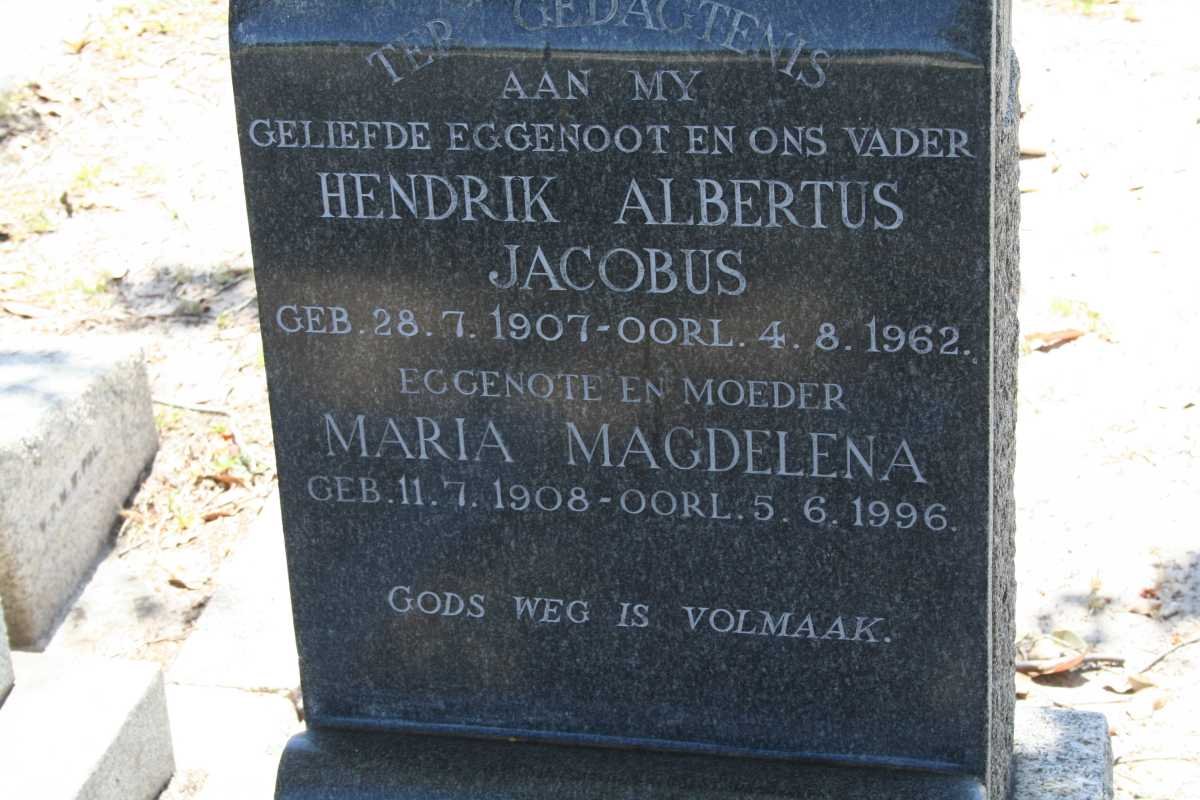 STEYL Hendrik Albertus Jacobus 1907-1962 &amp; Maria Magdalena 1908-1996