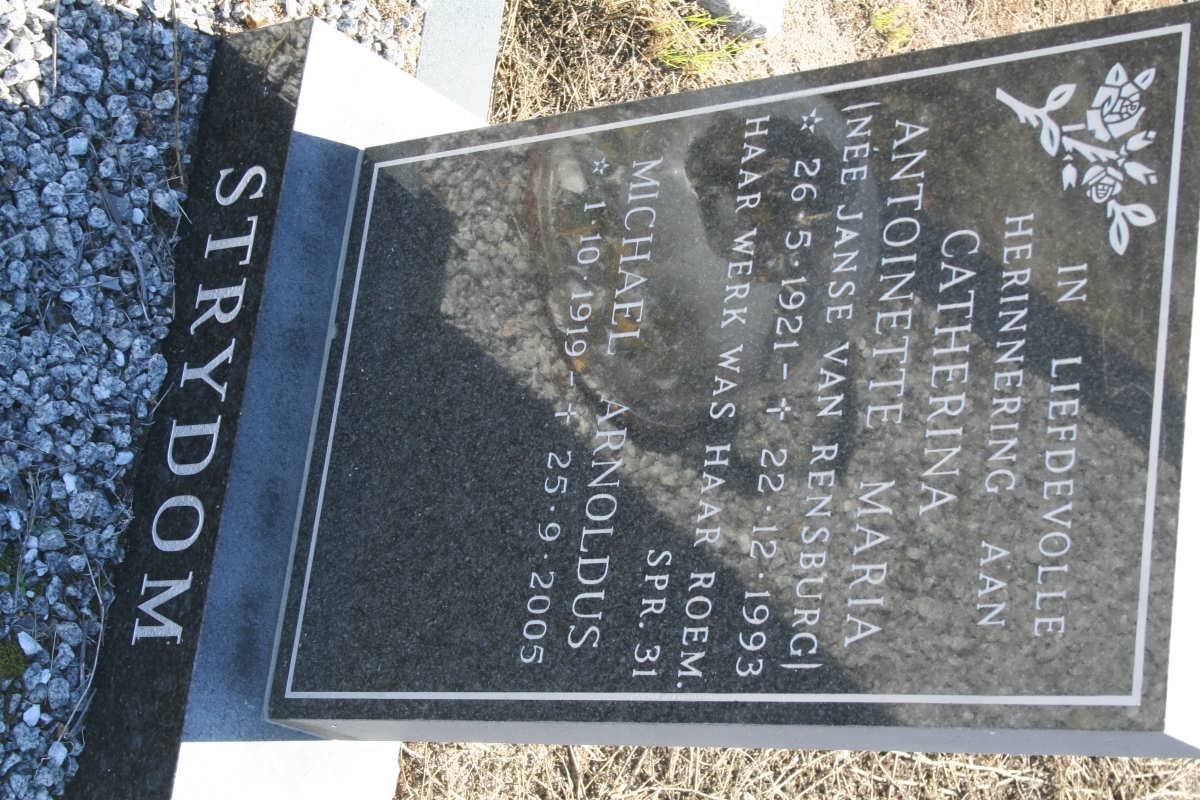 STRYDOM Michael Arnoldus 1919-2005 &amp; Catherina Antoinette Maria JANSE VAN RENSBURG 1921-1993