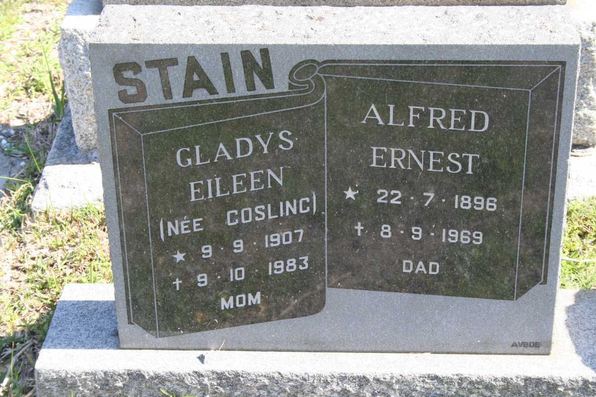 STAIN Alfred Ernest 1896-1969 &amp; Gladys Eileen COSLING 1907-1983