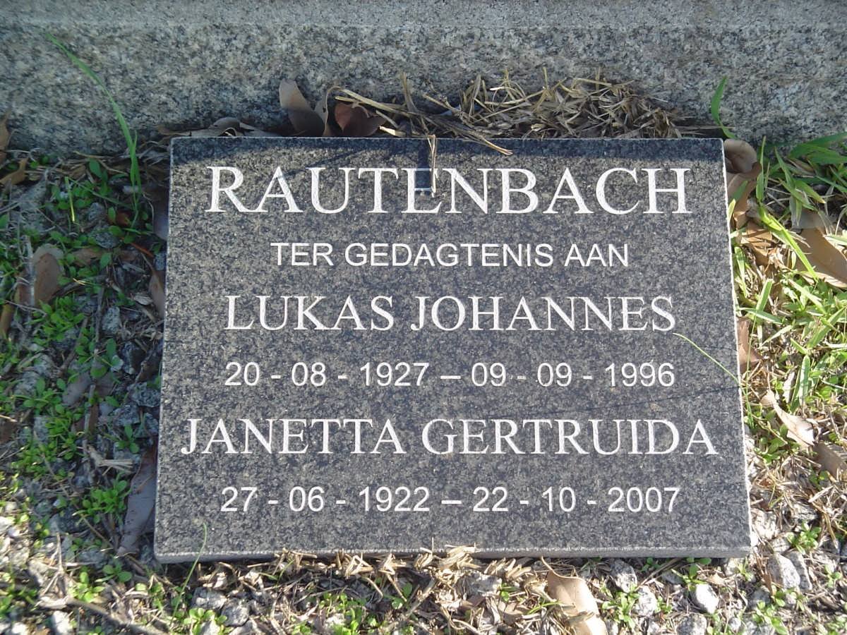 RAUTENBACH Lukas Johannes 1927-1996 &amp; Janetta Gertruida 1922-2007