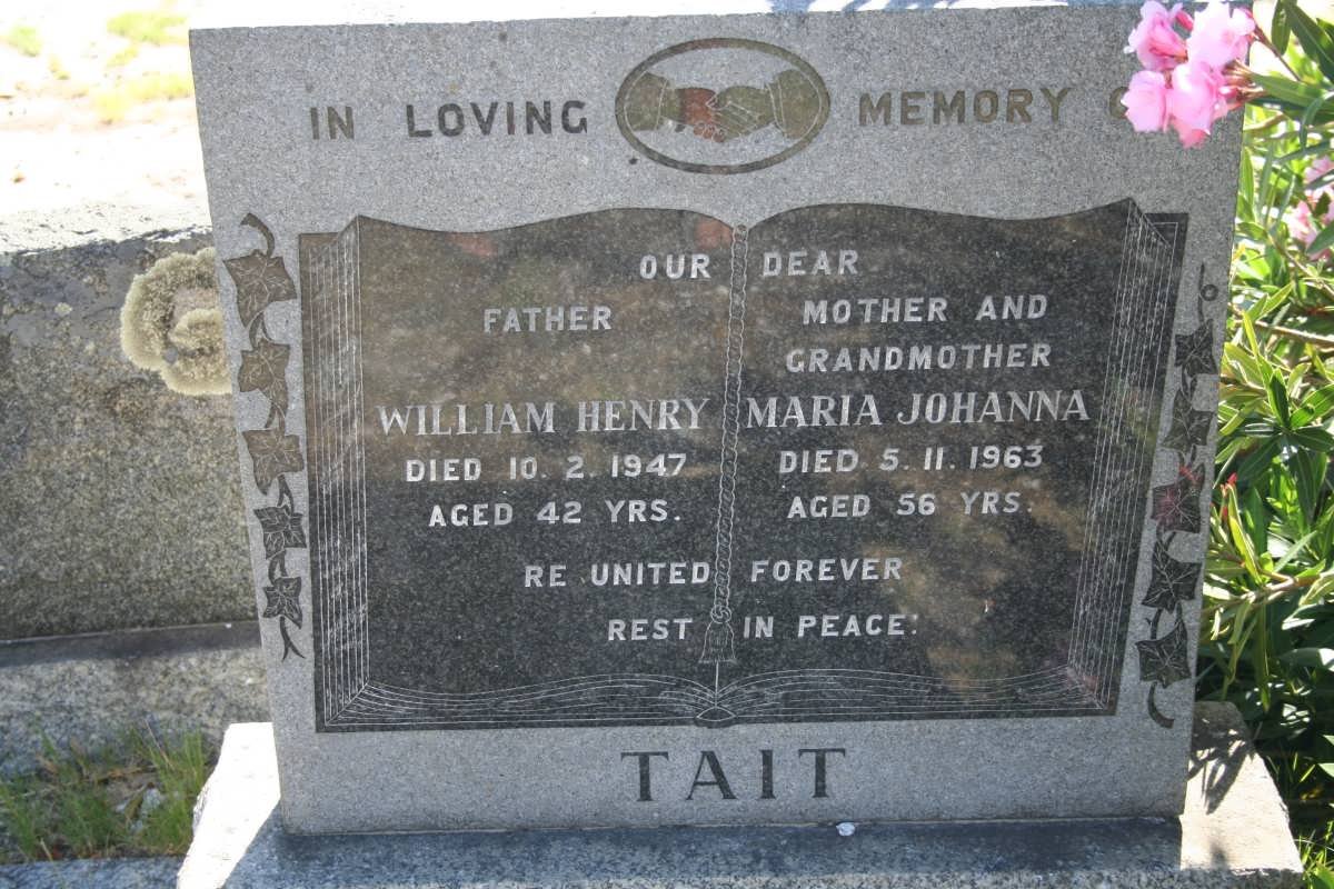 TAIT William Henry -1947 &amp; Maria Johanna -1963