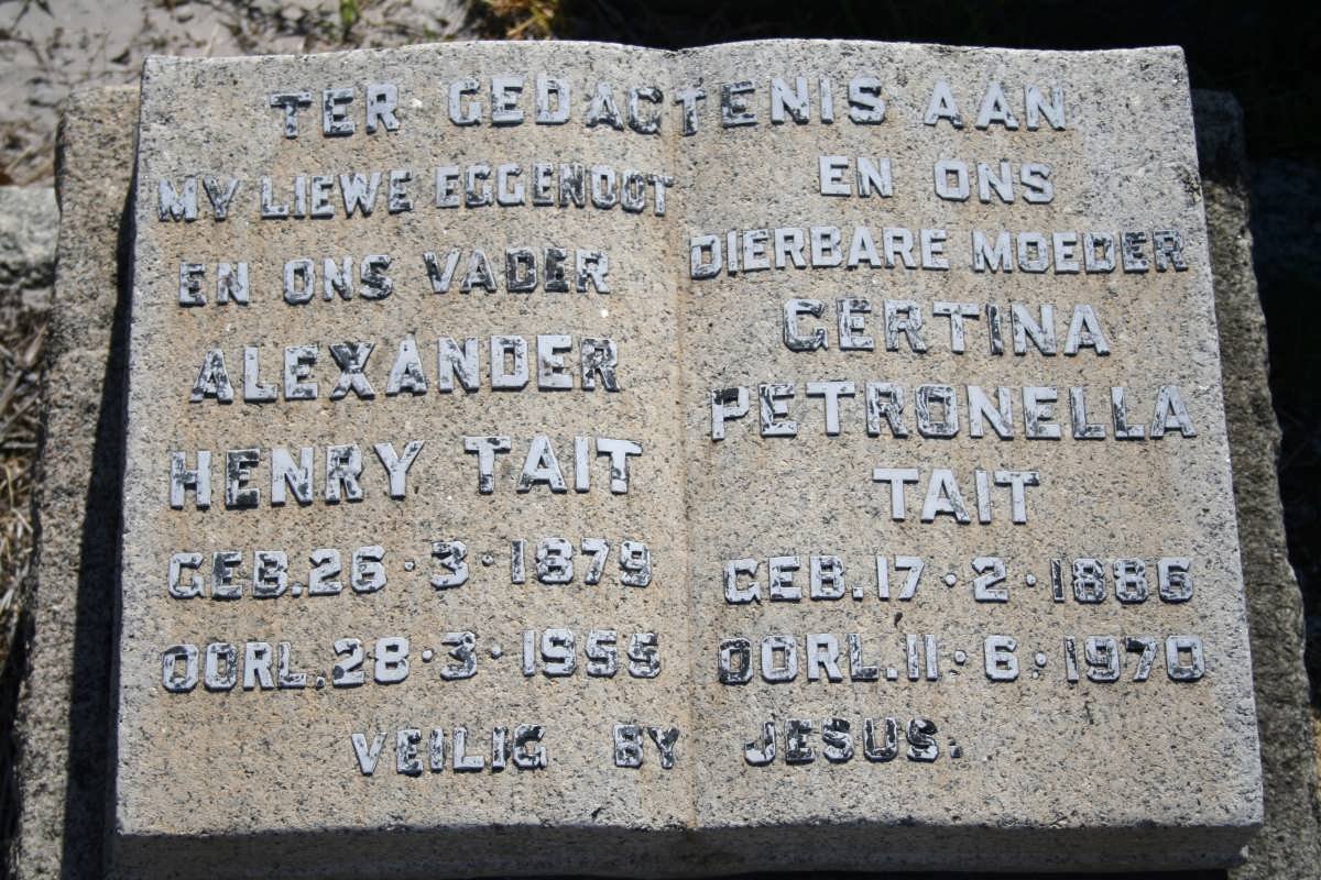 TAIT Alexander Henry 1879-1955 &amp; Gertina Petronella 1886-1970
