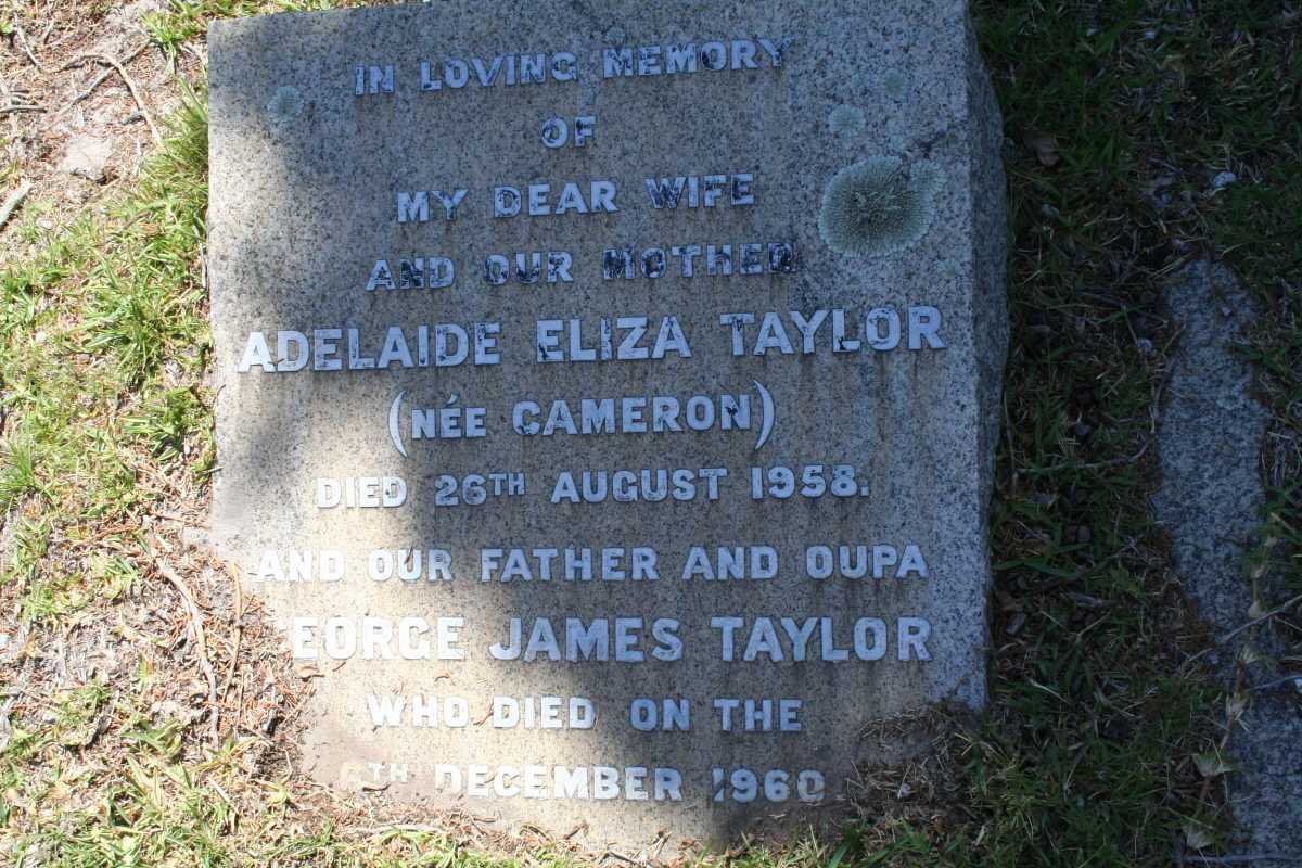 TAYLOR George James -1960 &amp; Adelaide Eliza CAMERON -1958
