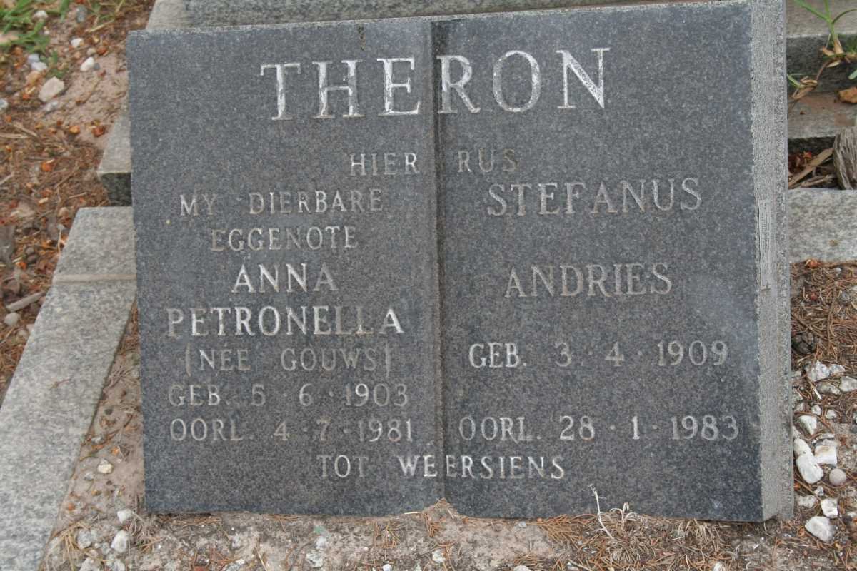 THERON Stefanus Andries 1909-1983 &amp; Anna Petronella GOUWS 1903-1981
