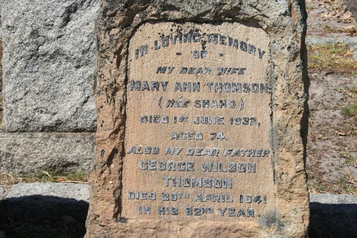 THOMSON George Wilson -1941 &amp; Mary Ann SHAND -1932