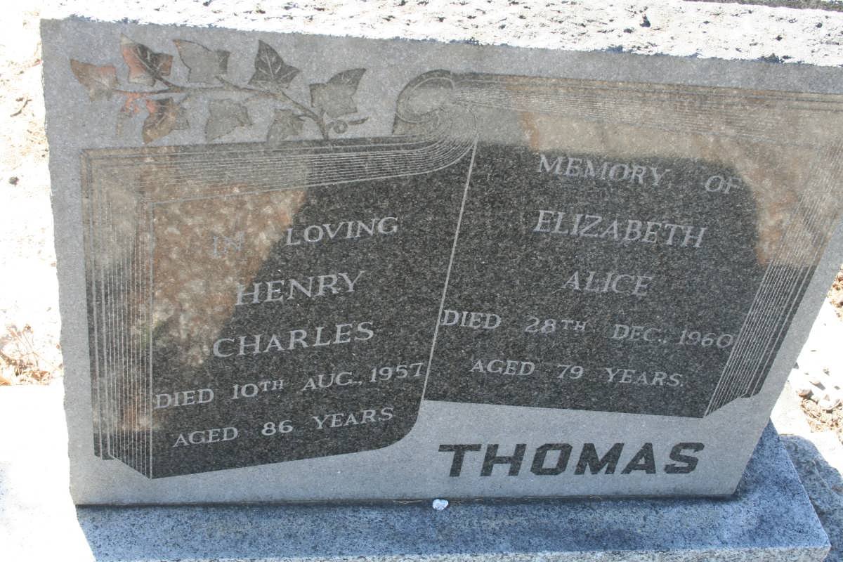 THOMAS Henry Charles -1957 &amp; Elizabeth Alice -1960
