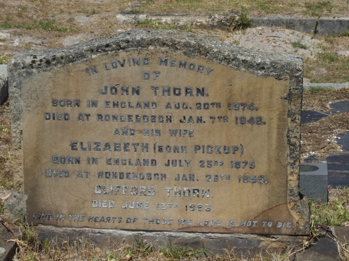 THORN John 1874-1946 &amp; Elizabeth PICKUP 1875-1955 :: THORN Clifford -1963
