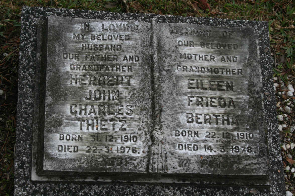 THIETZ Herbert John Charles 1910-1976 &amp; Eileen Frieda Bertha 1910-1978