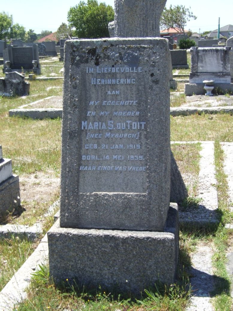 TOIT Maria S., du nee MYBURGH 1919-1939