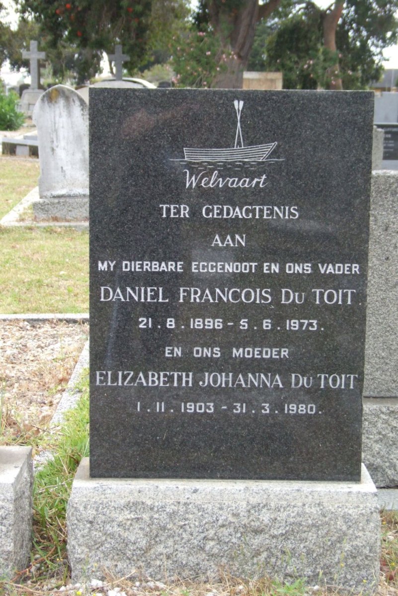 TOIT Daniel Francois, du 1896-1973 &amp; Elizabeth Johanna 1903-1980