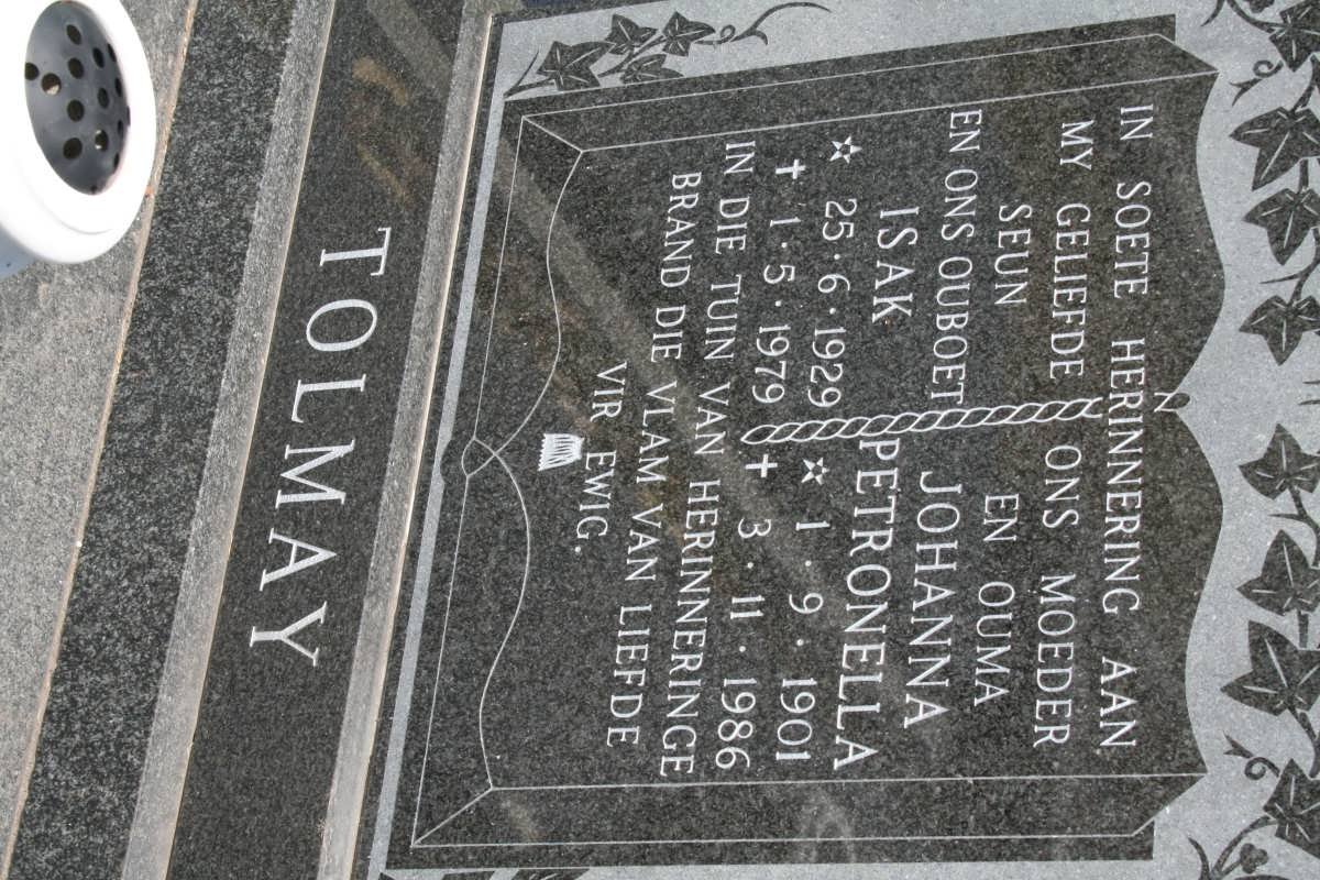 TOLMAY Johanna Petronella 1901-1986 :: TOLMAY Isak 1929-1979