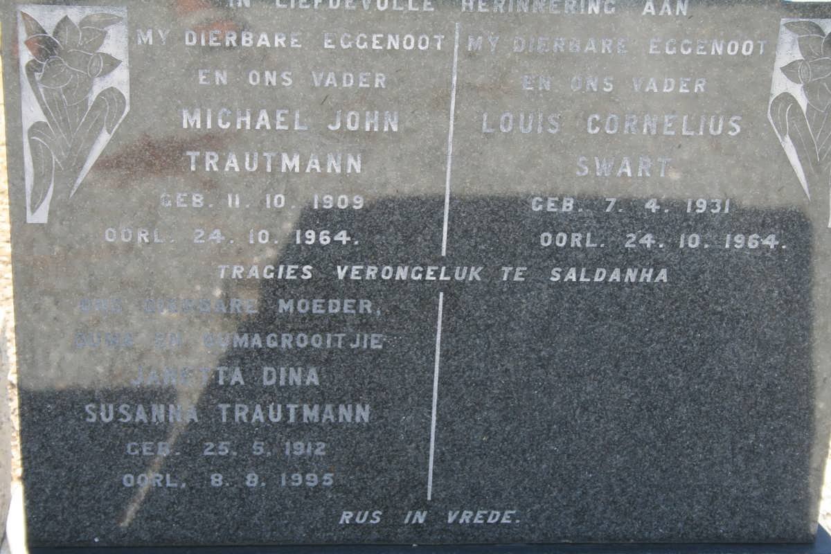 TRAUTMANN Michael John 1909-1964 &amp; Janetta Dina Susanna 1912-1995 :: SWART Louis Cornelius 1931-1964