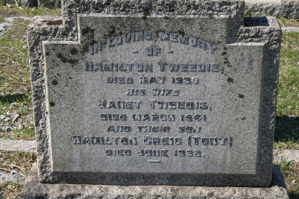 TWEEDIE Hamilton -1939 &amp; Janet -1941 :: TWEEDIE Hamilton Greig -1932