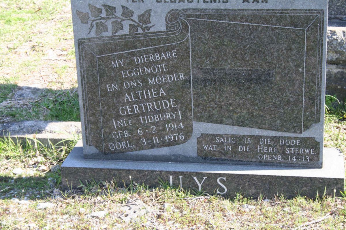 UYS Althea Gertrude nee TIDBURY 1914-1976