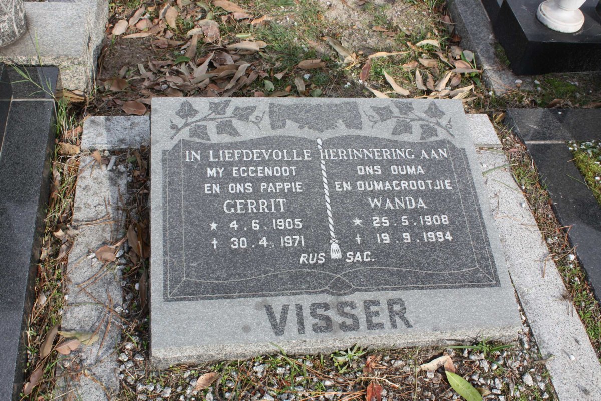 VISSER Gerrit 1905-1971 &amp; Wanda 1908-1994