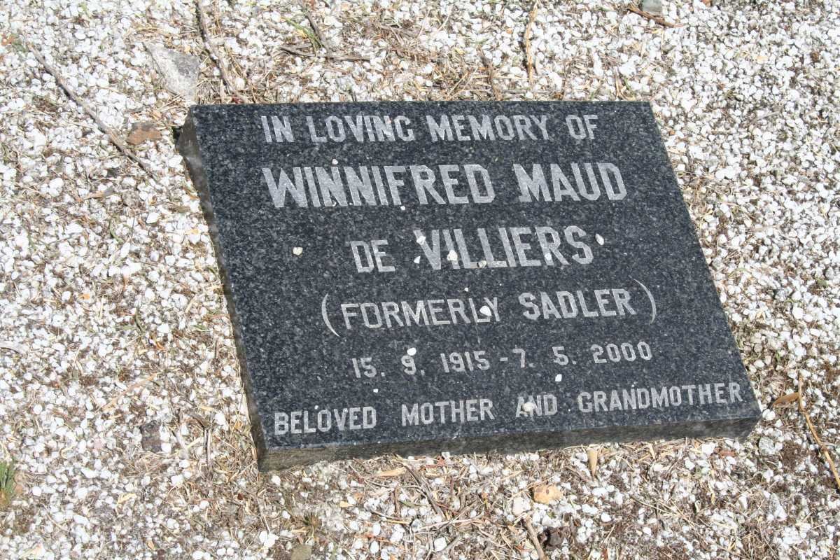 VILLIERS Winifred Maud, de formerly SADLER 1915-2000