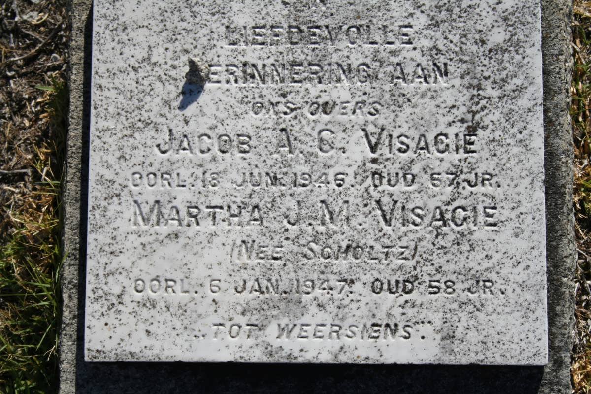 VISAGIE Jacob A.C. -1946 &amp; Martha J.M. SCHOLTZ -1947