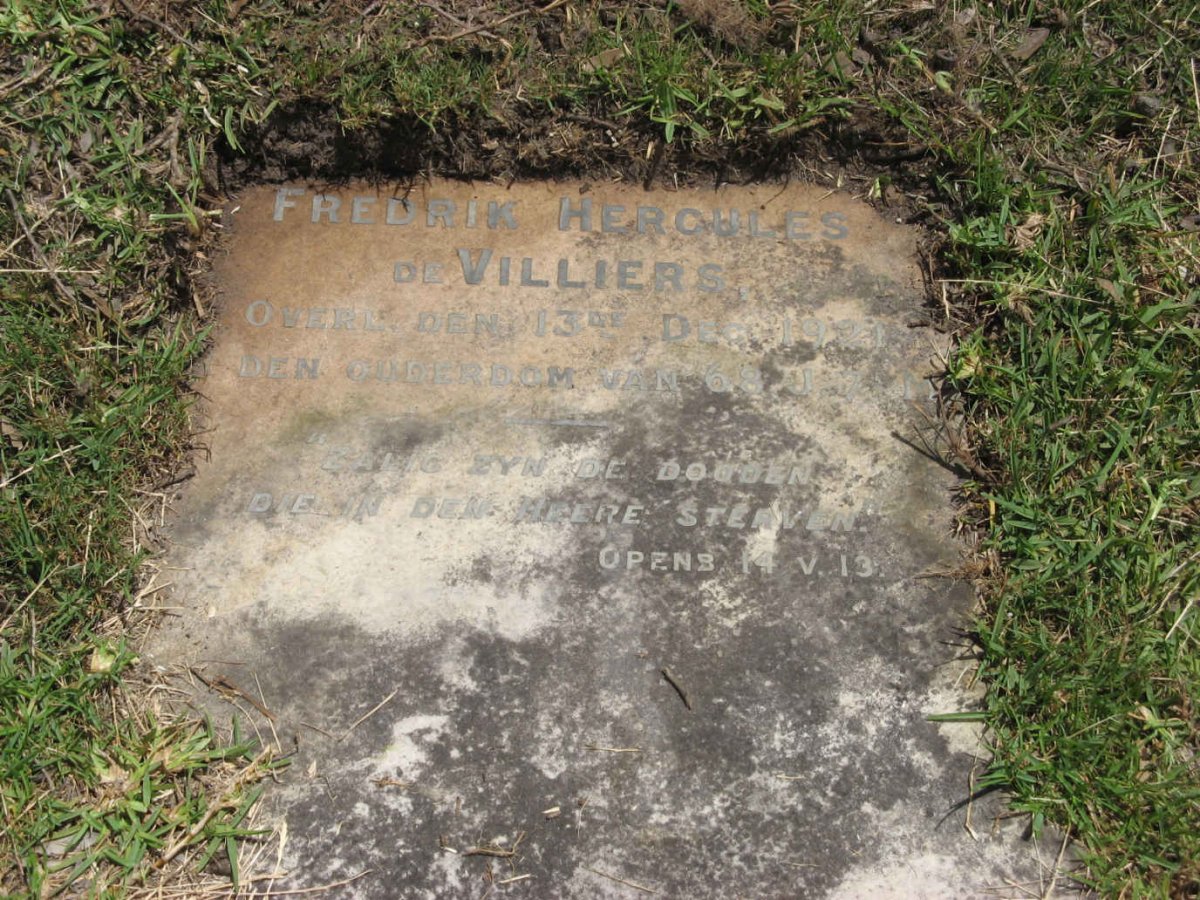 VILLIERS Fredrik Hercules, de -1921