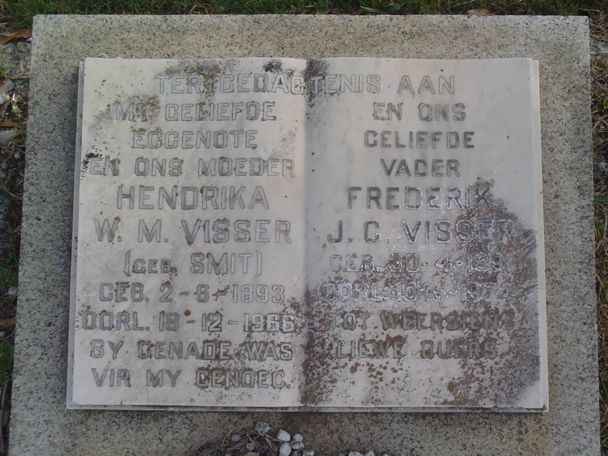 VISSER Frederik J.G. 1891-1974 &amp; Hendrika W.M. SMIT 1893-1966