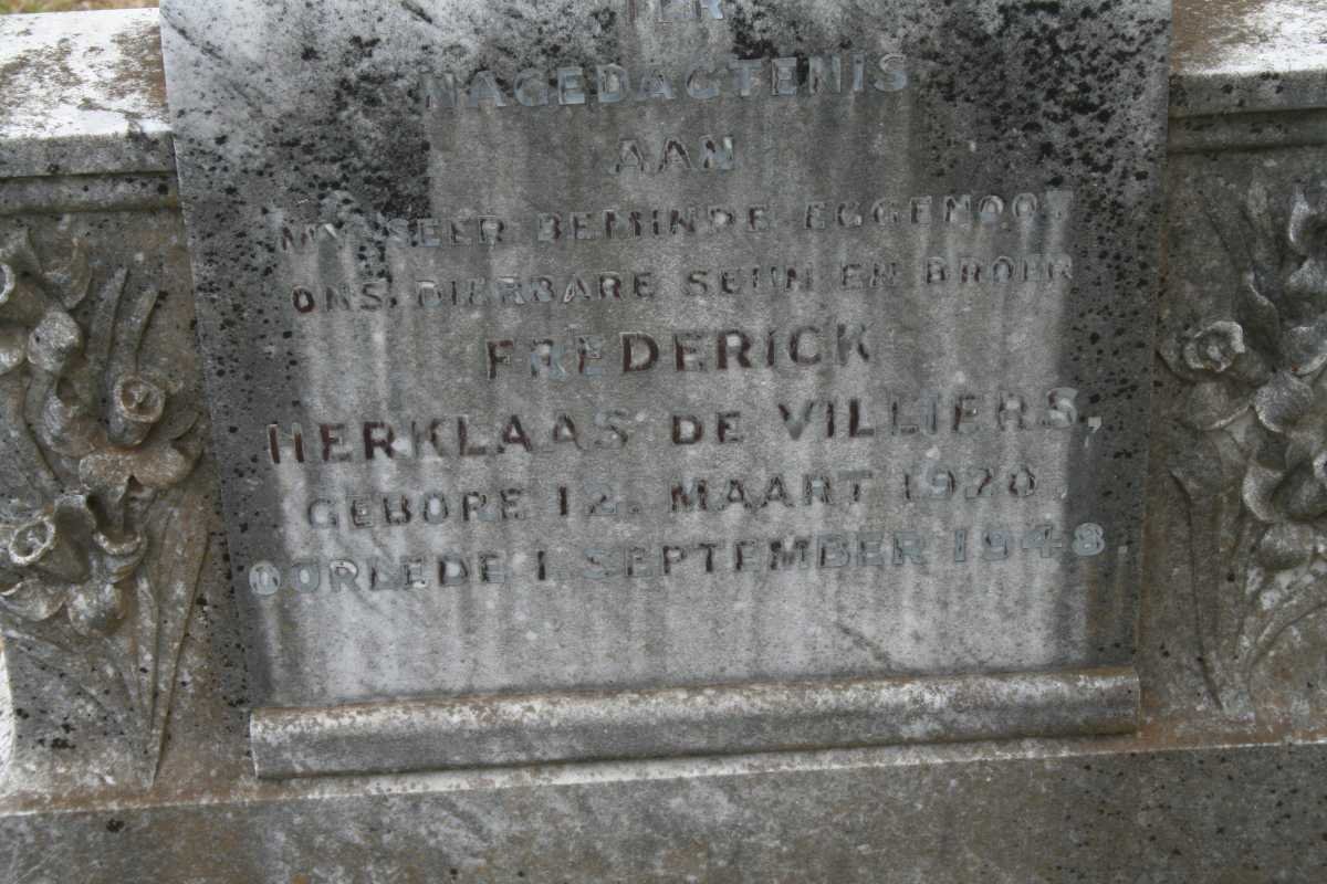VILLIERS Frederick Herklaas, de 1920-1948