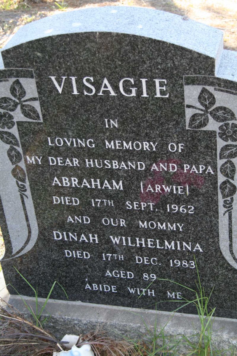 VISAGIE Abraham -1962 &amp; Dinah Wilhelmina -1983