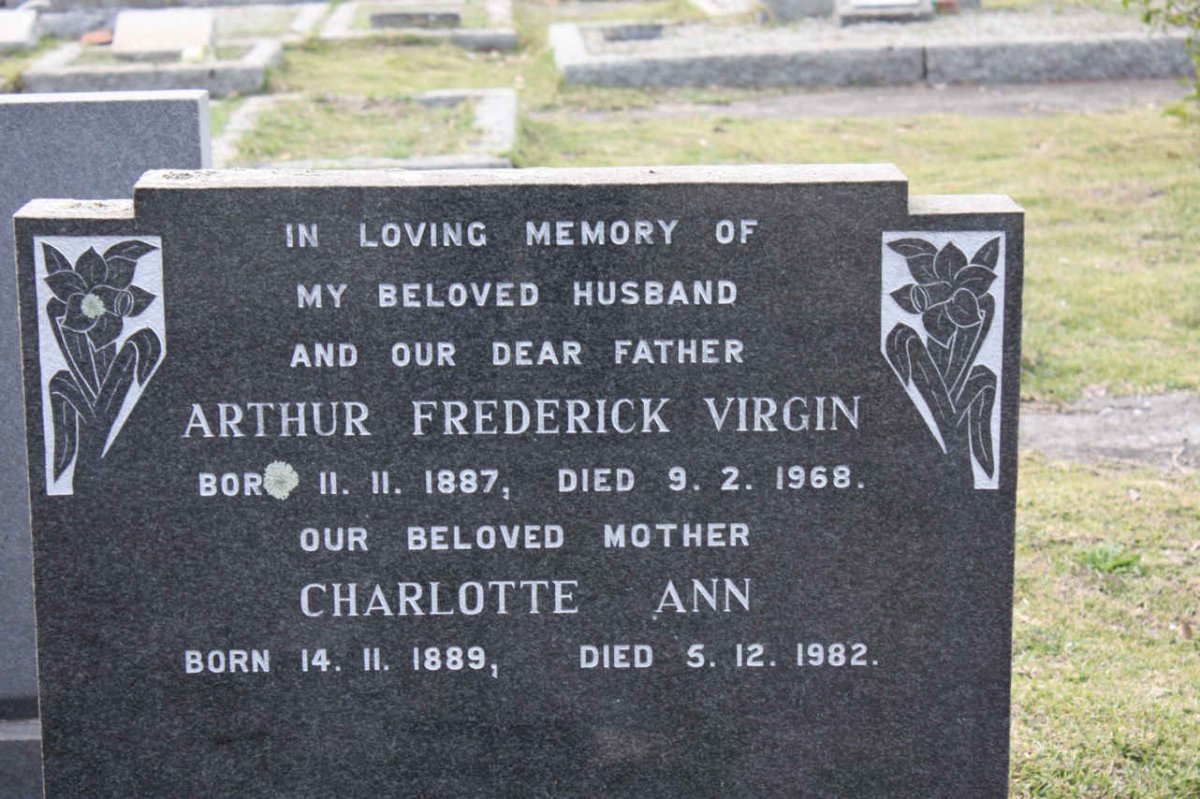 VIRGIN Arthur Frederick 1887-1968 &amp; Charlotte Ann 1889-1982