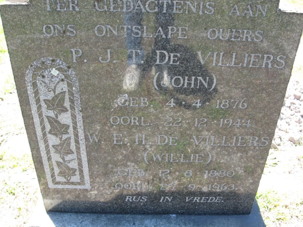 VILLIERS P.J.T., de 1876-1944 :: VILLIERS W.E.H., de 1880-1963