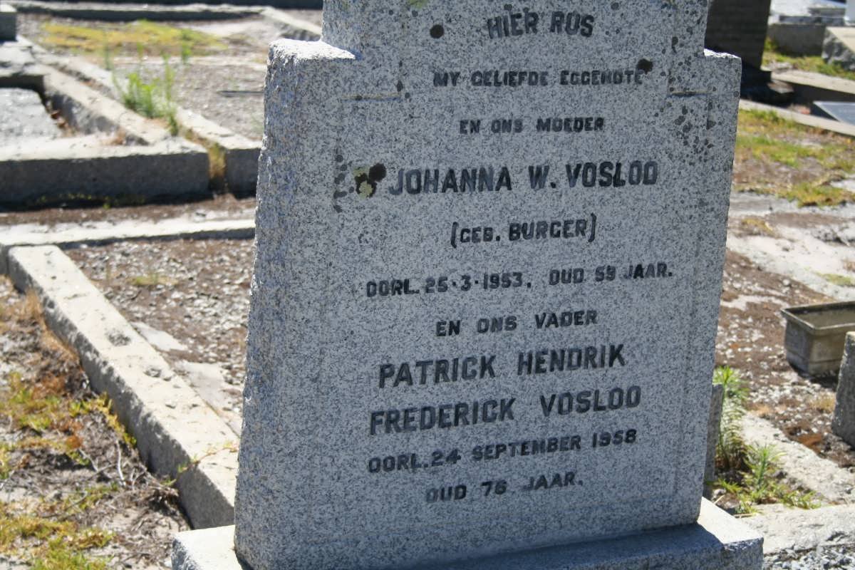 VOSLOO Patrick Hendrik Frederick -1958 &amp; Johanna W. BURGER -1953