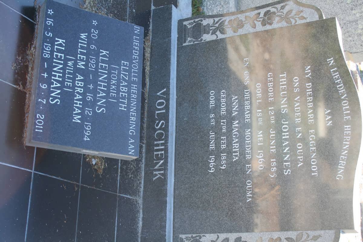 VOLSCHENK Theunis Johannes 1885-1960 &amp; Anna Margarita 1889-1969