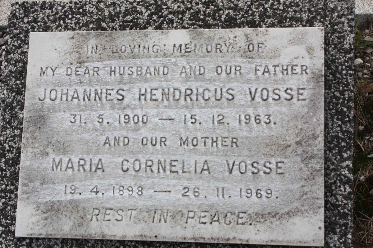 VOSSE Johannes Hendricus 1900-1963 &amp; Maria Cornelia 1898-1969