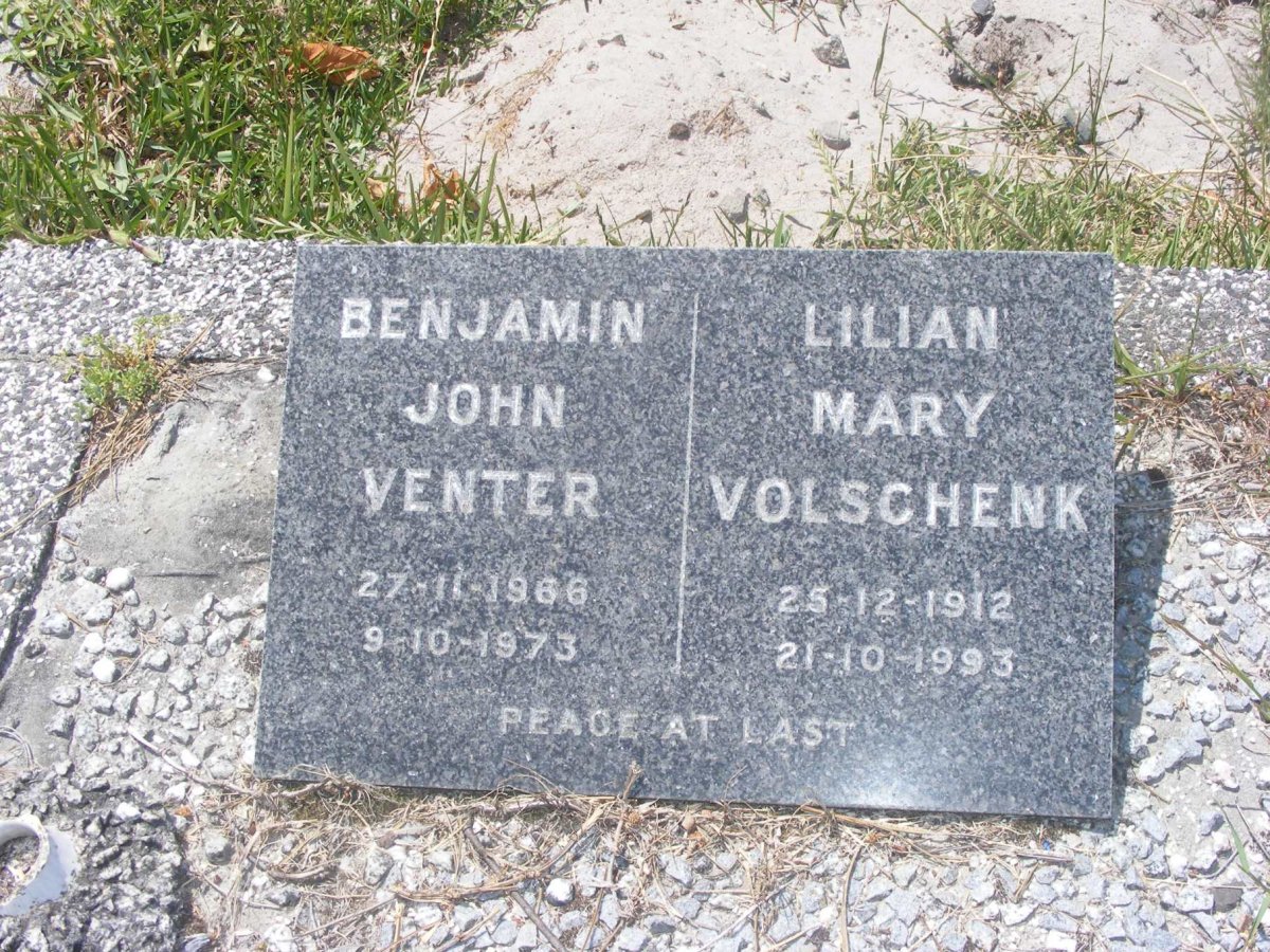 VOLSCHENK Lilian Mary 1912-1993 :: VENTER Benjamin John 1966-1973