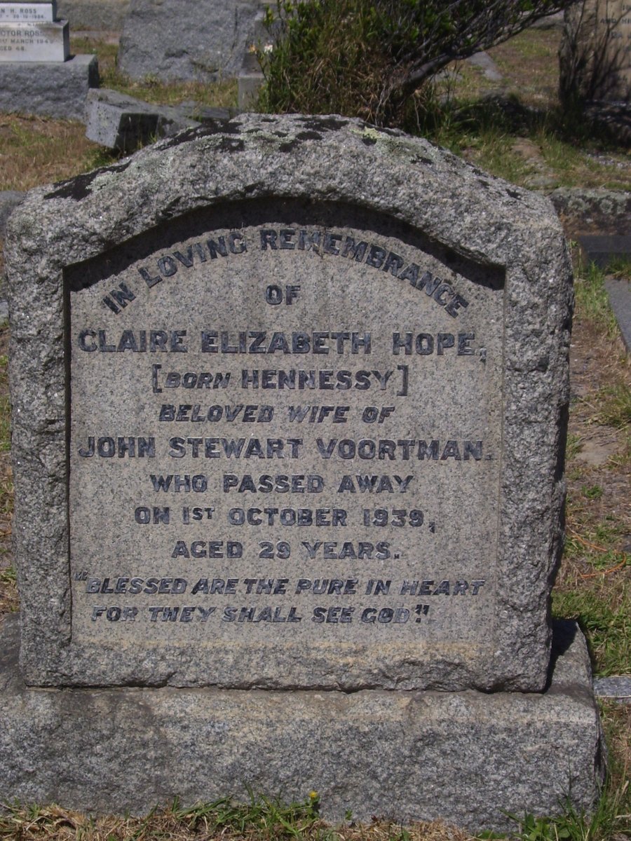 VOORTMAN Claire Elizabeth Hope nee HENNESSEY -1939