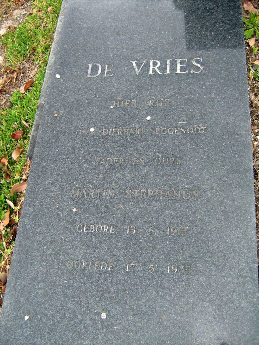 VRIES Martin Stephanus, de 1913-1975