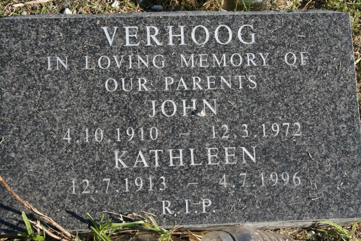 VERHOOG John 1910-1972 &amp; Kathleen 1913-1996