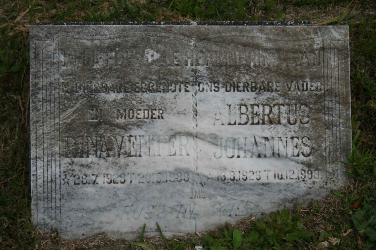 VENTER Albertus Johannes 1926-1999 &amp; Rina 1928-1988