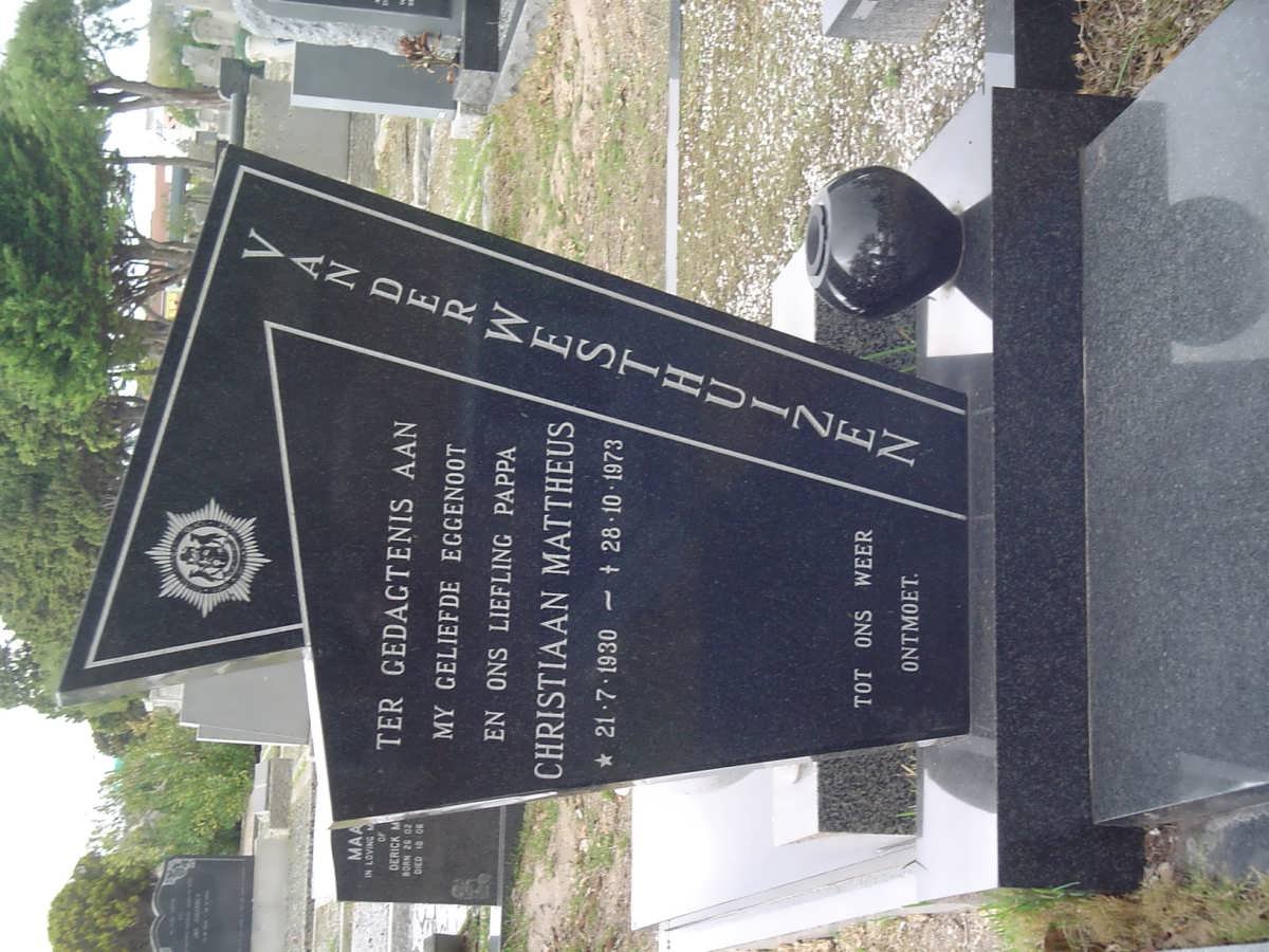 WESTHUIZEN Christiaan Mattheus, van der 1930-1973