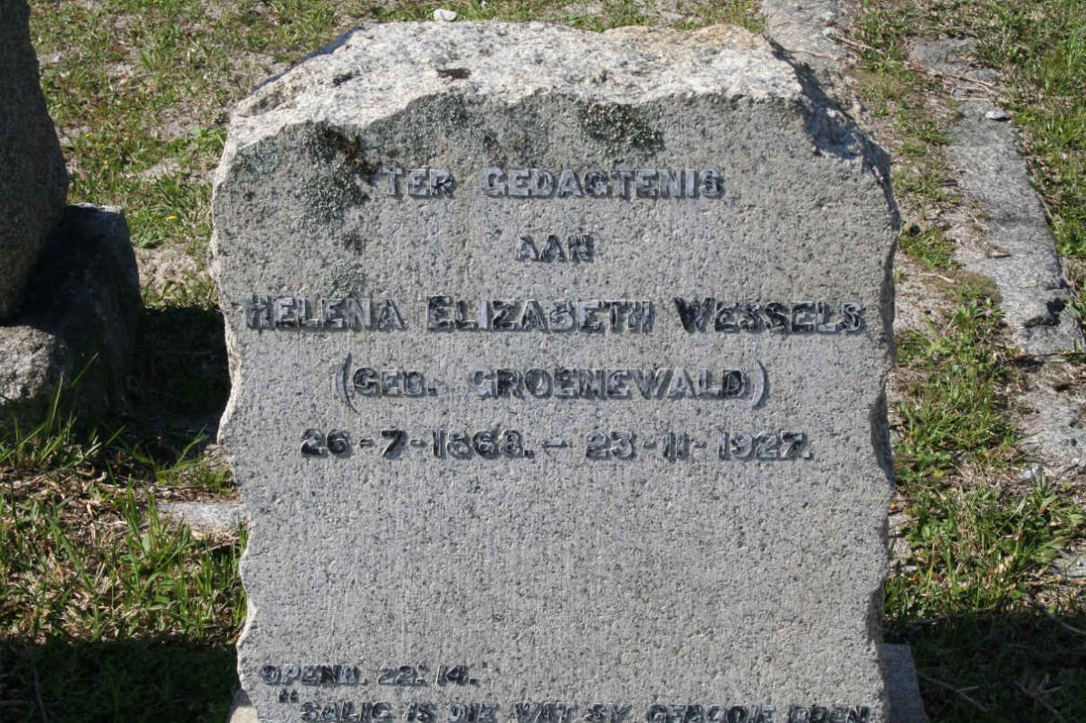 WESSELS Helena Elizabeth nee GROENEWALD 1868-1927