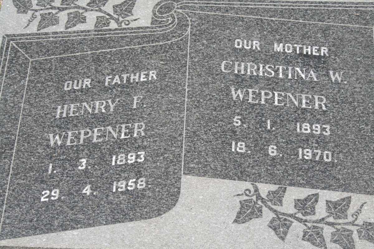 WEPENER Henry F. 1893-1958 &amp; Christina W. 1893-1970