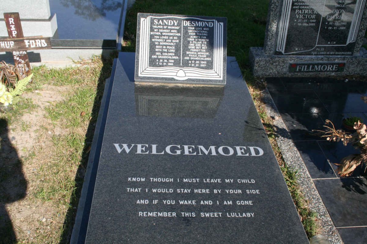 WELGEMOED Desmond 1945-2007 &amp; Sandy 1950-2005