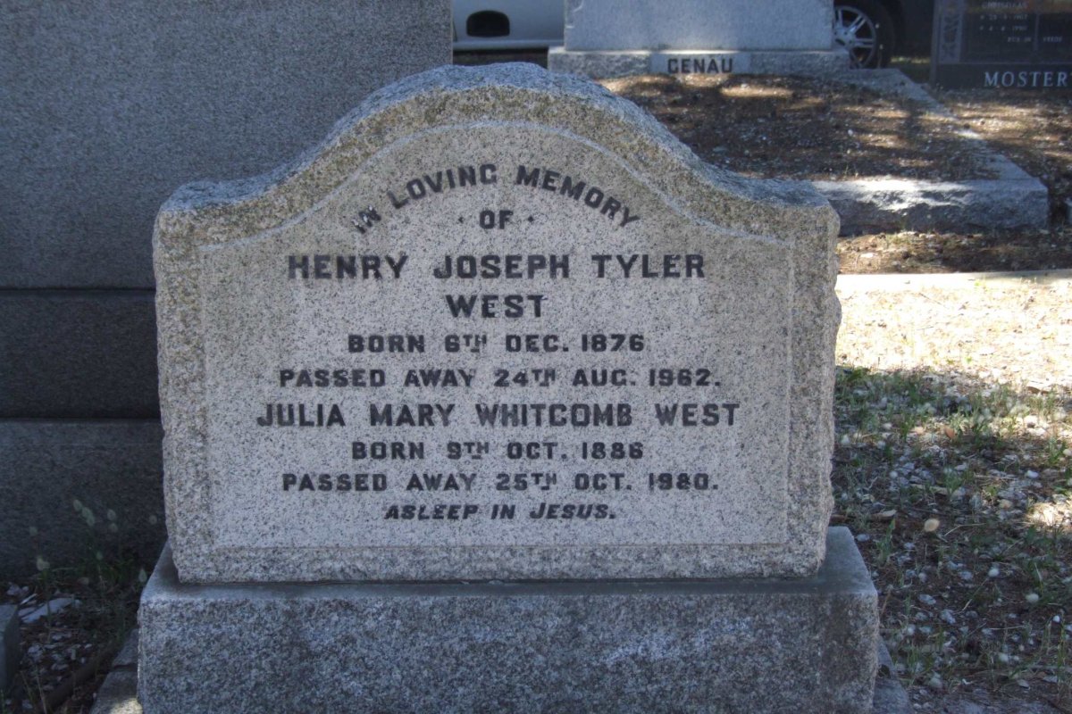 WEST Henry Joseph Tyler 1876-1962 &amp; Julia Mary Whitcomb 1886-1980