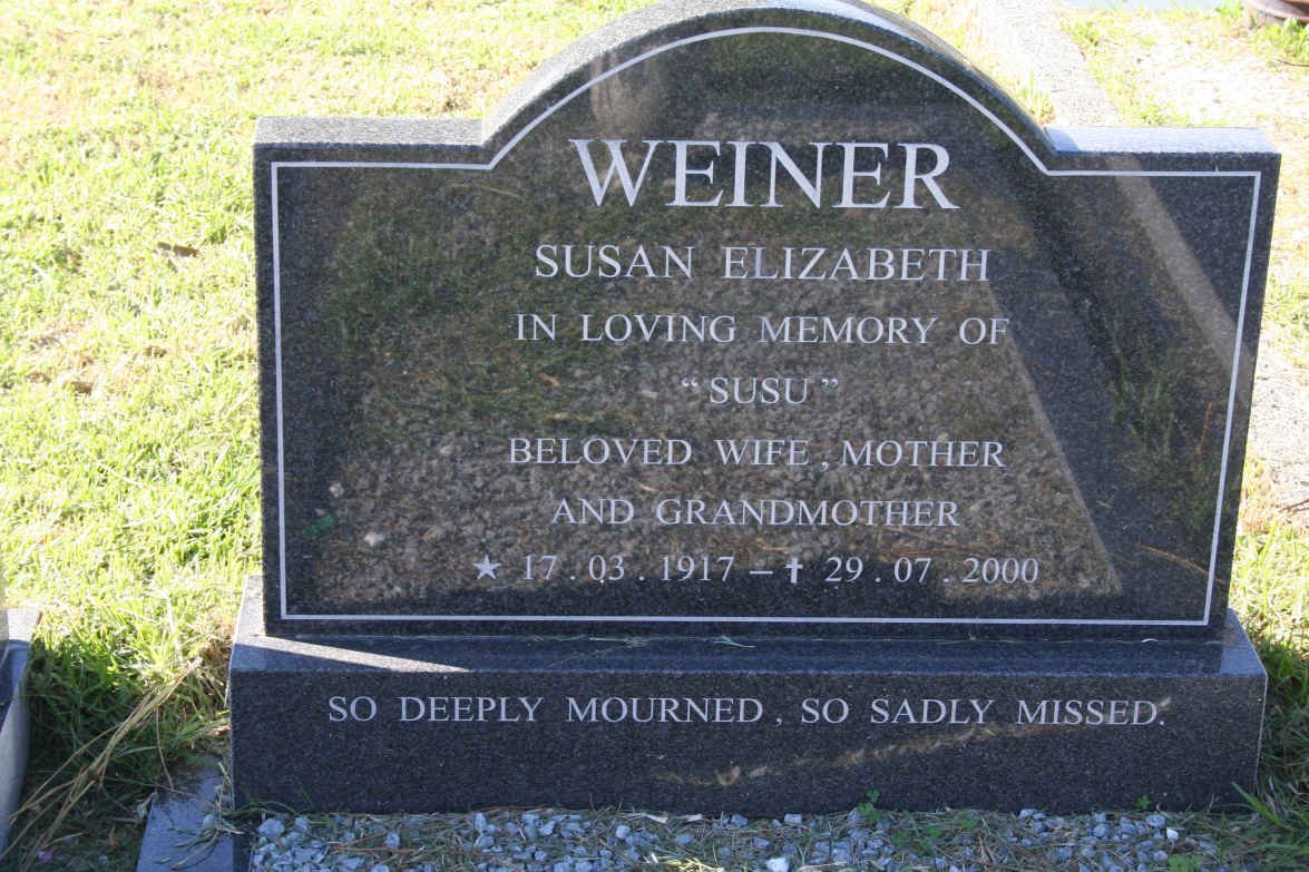 WEINER Susan Elizabeth 1917-2000