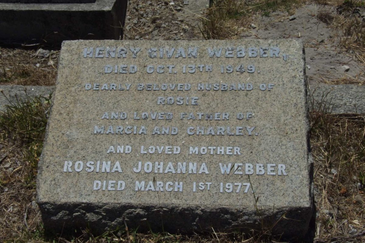 WEBBER Henry Givan -1949 &amp; Rosina Johanna -1977
